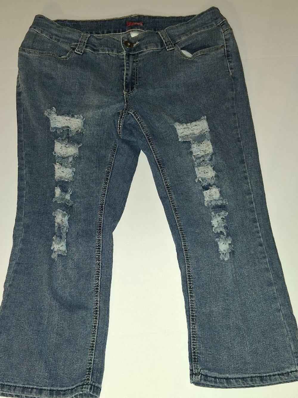 16W Blue Denim Bongo Plus Size Distressed Jean